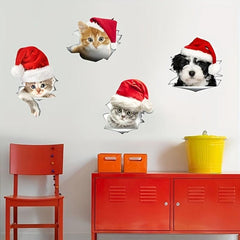 Christmas Toilet Stickers Cat Showcase Home Decor Cartoon Sticker