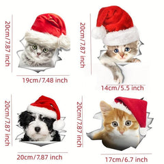 Christmas Toilet Stickers Cat Showcase Home Decor Cartoon Sticker