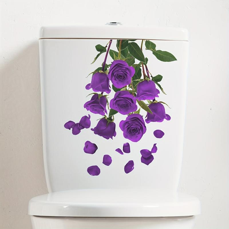 Rose Flower Toilet Sticker Waterproof Vinyl Decoration Home Decor