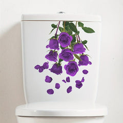 Rose Flower Toilet Sticker Waterproof Vinyl Decoration Home Decor