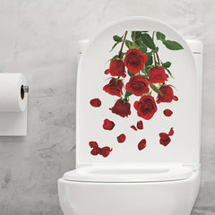 Rose Flower Toilet Sticker Waterproof Vinyl Decoration Home Decor