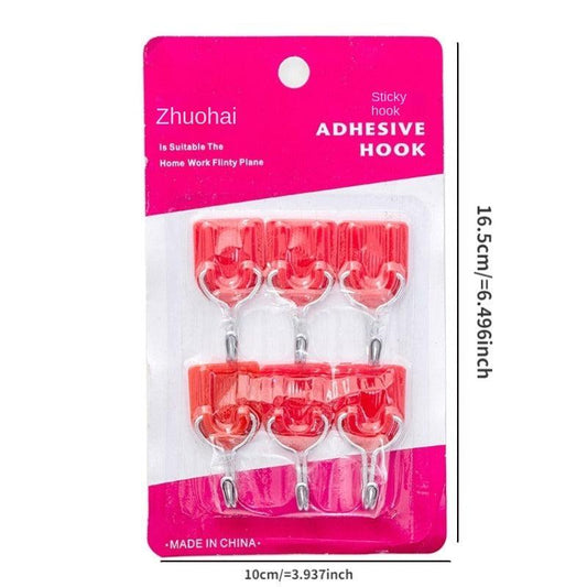 6pcs Self Adhesive Towel Hooks Wall-mounted Storage Hook