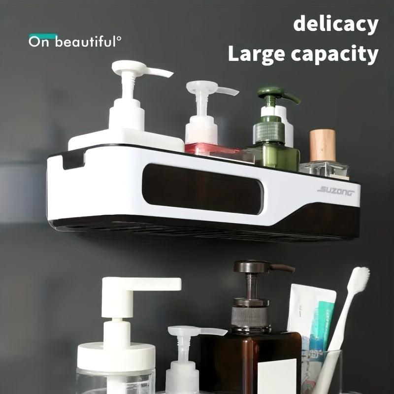 Wall Mounted Bathroom Storage Rack Plastic Bathroom Toiletries Shelf