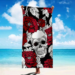 Microfiber Beach Towel Absorbent Skull & Floral Print