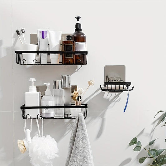 Wall Mounted Shower Caddy with Soap Holder Bathroom Shelves Basket