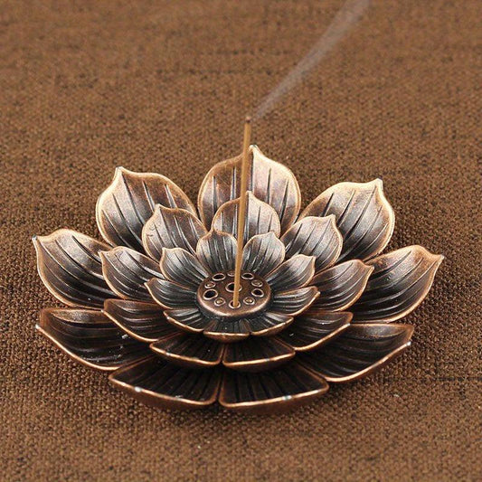 Lotus Buddha Incense Burner Metal Incense Holder for Home Office Hotel Teahouse