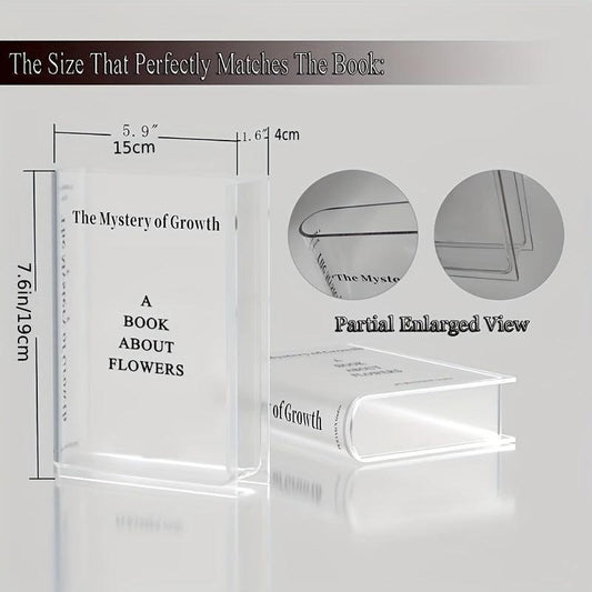Clear Book Vase For Flowers Acrylic Transparent Book Vase