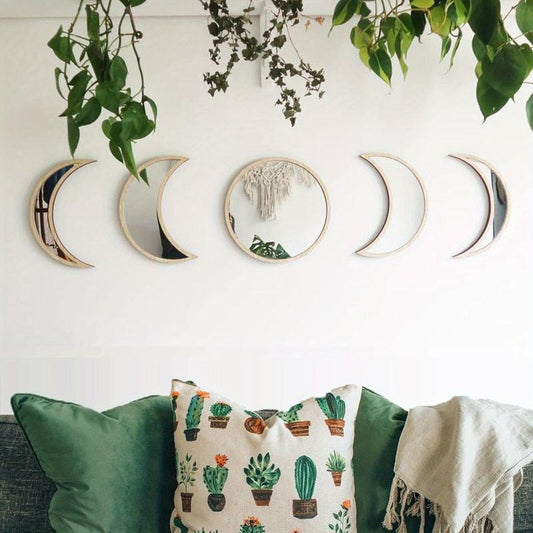 Scandi Moon Phase Mirror Set Acrylic Wall Decor Bohemian Home Decor