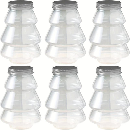Christmas Candy Jar Clear Holiday Gift Container Tree Shaped Cookie Bottle