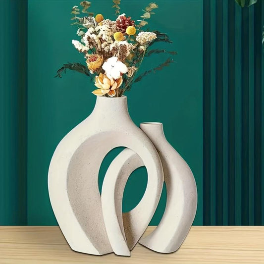 Matte Hollow Flower Vase Set of 2 for Home Decor