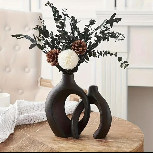 Matte Hollow Flower Vase Set of 2 for Home Decor