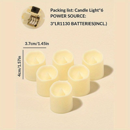 6pcs Wave Candle Set LED Flameless Tea Light for Wedding Party Indoor Outdoor