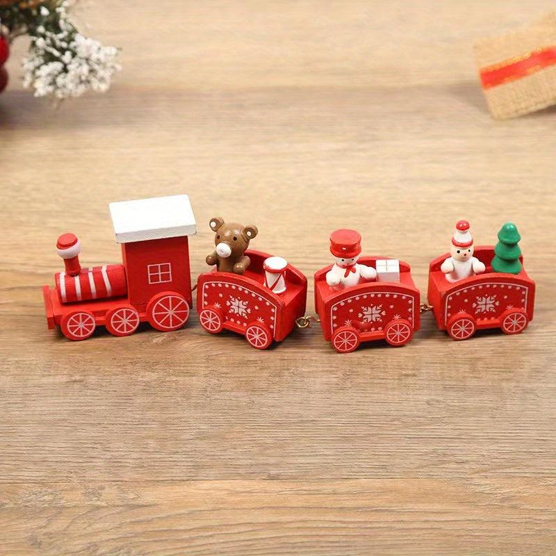 1pc Christmas Wooden Train Ornament Window Garden Tabletop Decoration