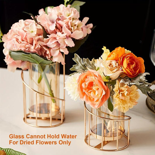 Golden Metal Wire Candle Holder - Home Decor
