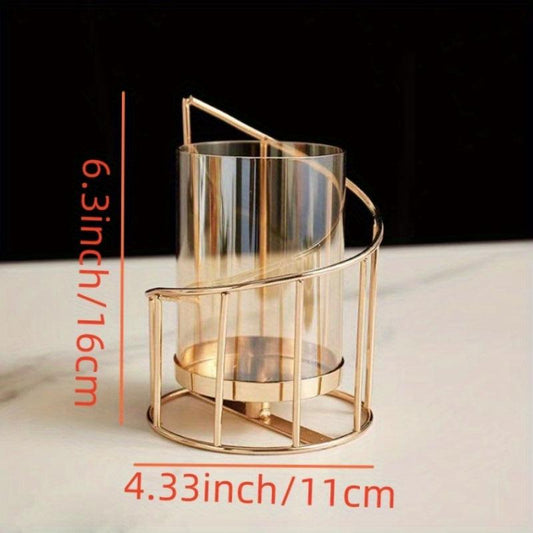 Golden Metal Wire Candle Holder - Home Decor