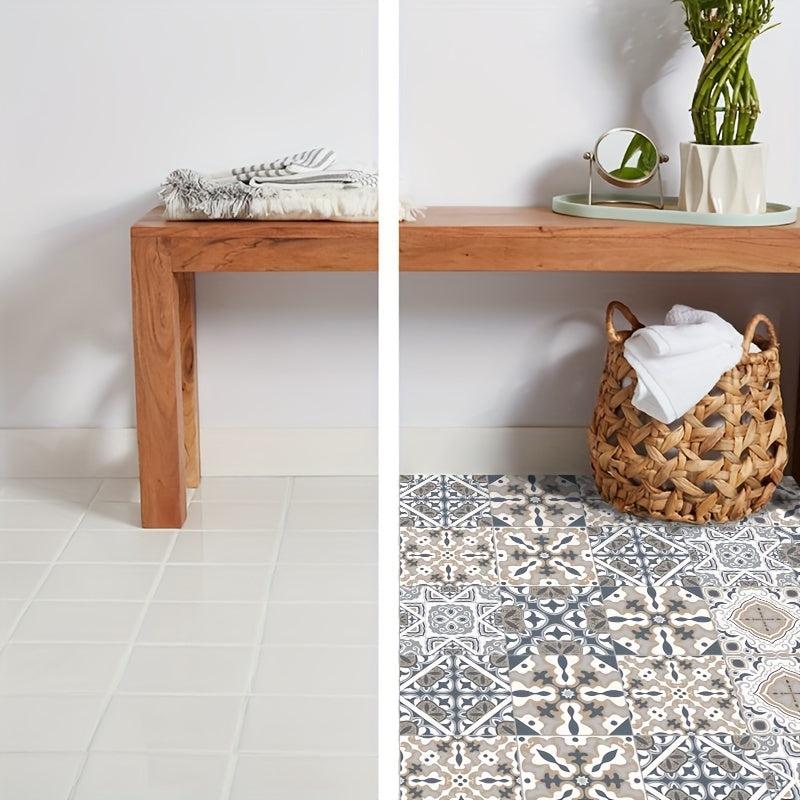 10pcs Waterproof Retro Tile Stickers for Bathroom Kitchen Living Room