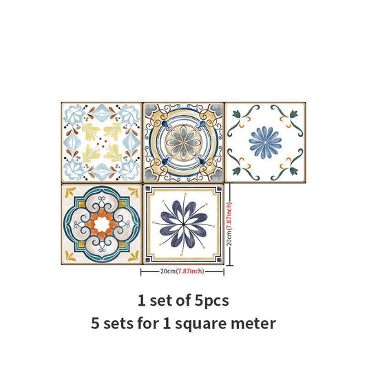 5pcs Waterproof Vintage Tile Stickers Self Adhesive Decals