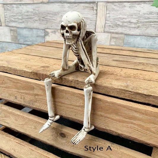 Skull Statues Resin Skeleton Shelf Sitters Figurines Decor Halloween