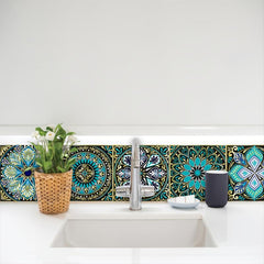 10pcs Floral Tile Wall Sticker Kitchen Bathroom DIY Self Adhesive Wallpaper