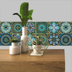 10pcs Floral Tile Wall Sticker Kitchen Bathroom DIY Self Adhesive Wallpaper