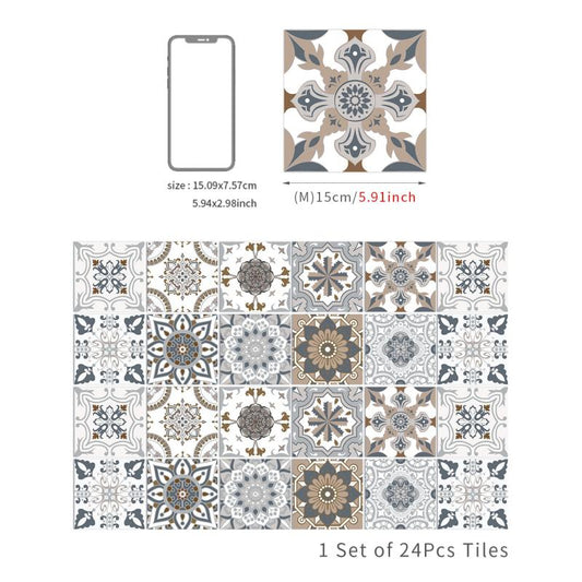Retro Art Tile Sticker 3D Wall Decals for Kitchen Bathroom Decoration