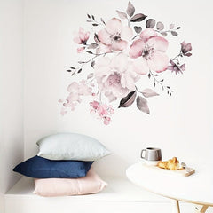 Peony Floral Wall Decal Watercolor Pink Rose Bouquet Flowers Peel & Stick