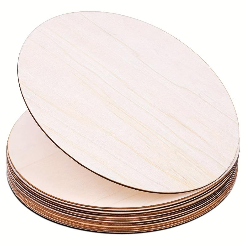 12pcs Unfinished Wood Circles 30-48 cm - Wooden Cutouts for Crafts