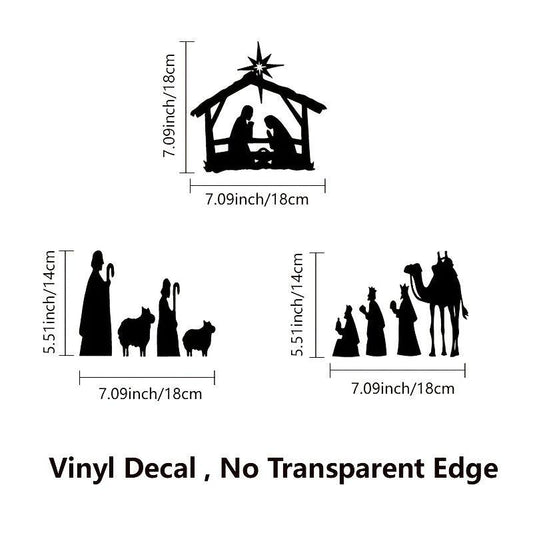 3pcs Waterproof Nativity Scene Decal Stickers - Christmas Decoration