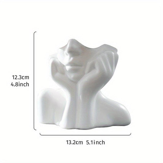 Resin Face Rest Half Face Vase Flower Pot Ornament Home Accessories