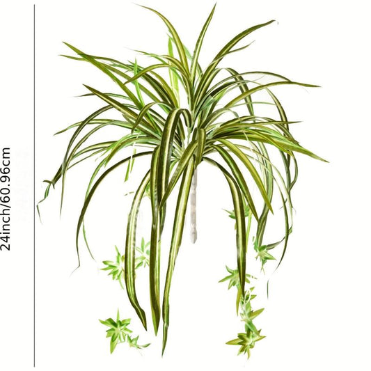 Artificial Chlorophytum Plant Hanging Basket Green Leaves Home Office