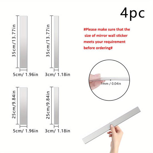 10pcs Minimalist Strip Mirror Wall Sticker Self-adhesive Acrylic Mirrors