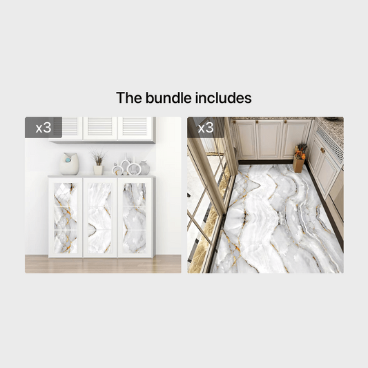 16pcs Waterproof Marble Tile Stickers - Easy to Apply and Remove