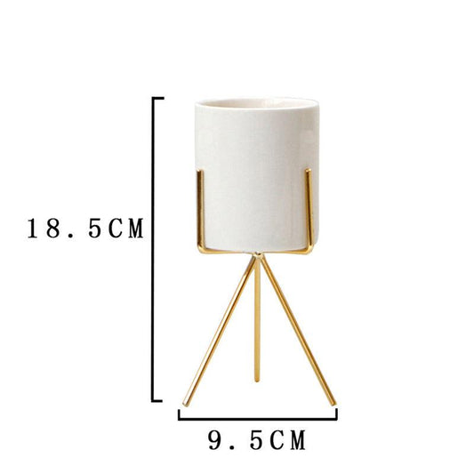 Mini Modern Desktop Ceramic Vase with Tripod Stand