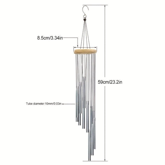 12 Tube Aluminum Wind Chime Outdoor Yard Temple Prayer Ornament Gift