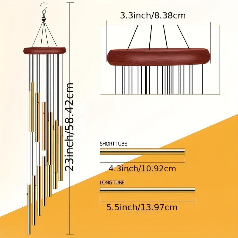 12 Tube Aluminum Wind Chime Outdoor Yard Temple Prayer Ornament Gift