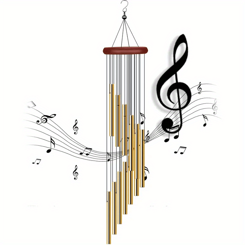 12 Tube Aluminum Wind Chime Outdoor Yard Temple Prayer Ornament Gift