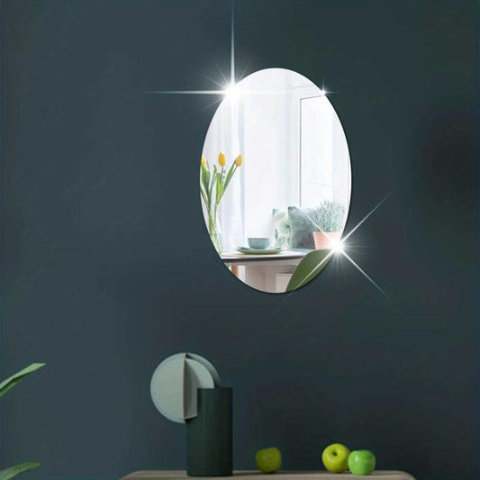 Self Adhesive Oval Mirror Tiles Wall Stickers