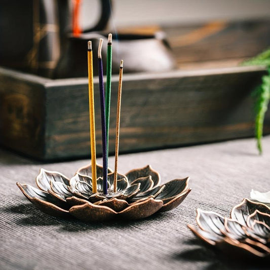 Brass Lotus Incense Burner Aroma Diffuser with Ashtray