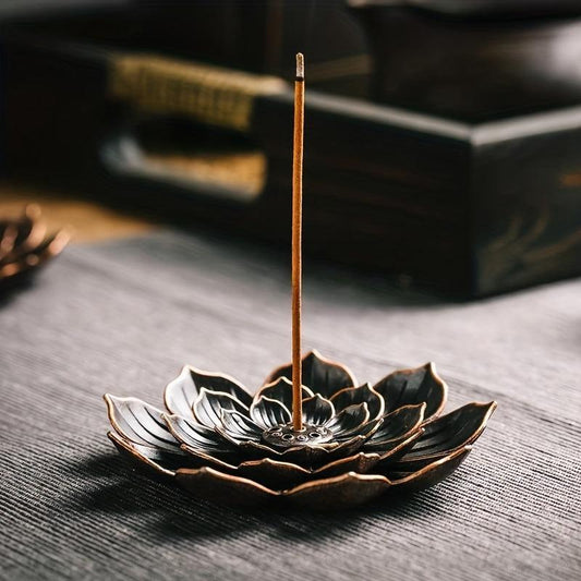 Brass Lotus Incense Burner Aroma Diffuser with Ashtray