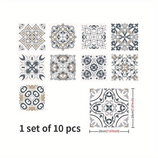 10pcs Waterproof Non Slip Tile Stickers for Bathroom Toilet Kitchen