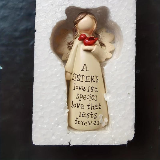Friendship Angel with Bird Resin Ornament - Memorial Gift for Sisters