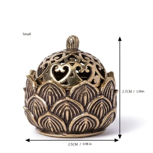 Mini Lotus Zinc Copper Alloy Incense Burner Home Office Decor