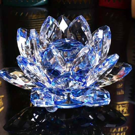 Handcrafted Crystal Lotus Ornament for Home and Desktop Decor