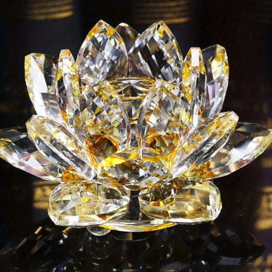 Handcrafted Crystal Lotus Ornament for Home and Desktop Decor