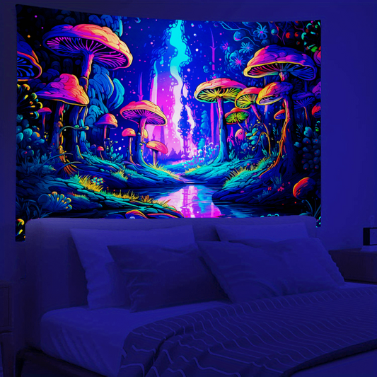 Mysterious Mushroom Forest Fluorescent Wall Hanging