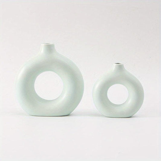 2pcs Ceramic Vase Set Matte Pampas Flower Vases Modern Boho Decor