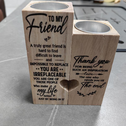 Reversible Wooden Candle Holders - Personalized Gift for Her