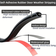1pc Silicone Rubber Sealing Strip Door Window Weather Stripping Self-adhesive