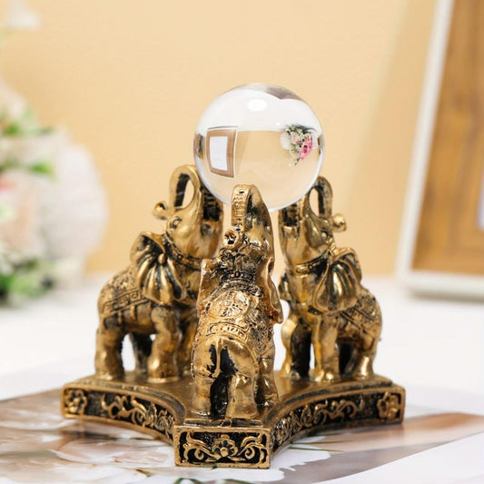 Three Elephant Top Ball Resin Handicraft Decoration Home Room Decor