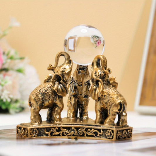 Three Elephant Top Ball Resin Handicraft Decoration Home Room Decor